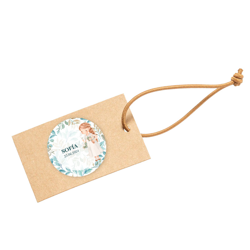 Etiqueta de presente de comunhão personalizada para meninas