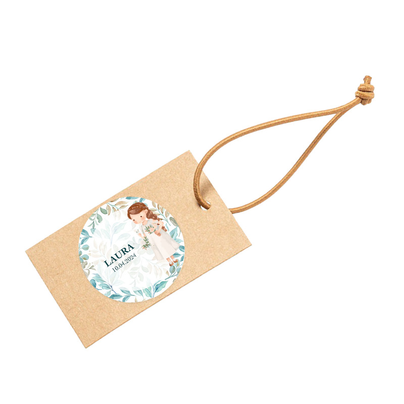 Etiqueta personalizada para detalhes da comunhão de meninas