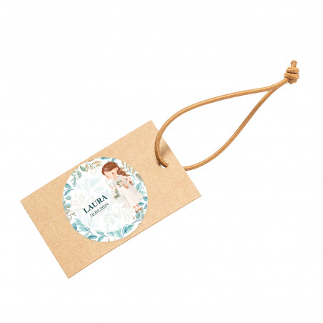 Etiqueta personalizada para detalhes da comunhão de meninas