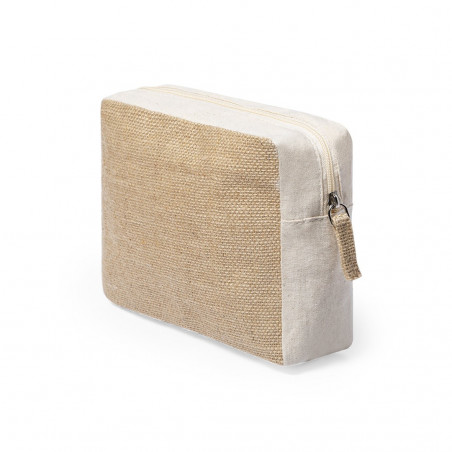 Necessaire de juta em saco kraft com adesivo personalizado
