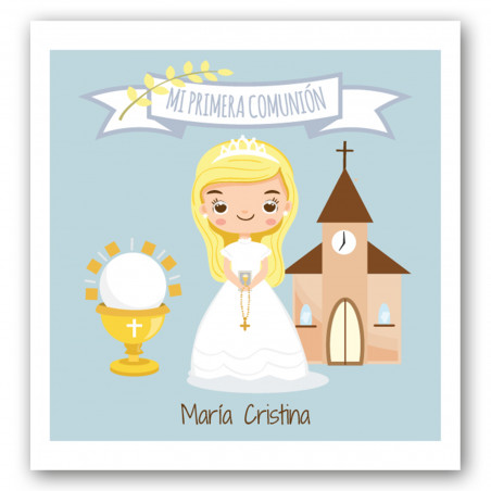 Terço em saco de pano com cartão de comunhão personalizável