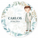 Chaveiro personalizado primeira comunhão menino em caixa com adesivo