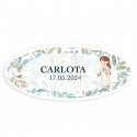 Adesivo oval personalizado de comunhão para meninas
