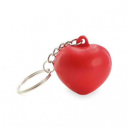 Chaveiro coração e amêndoas açucaradas em saquinho vermelho com adesivo personalizado