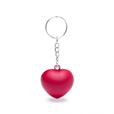 Chaveiro coração e amêndoas açucaradas em saquinho vermelho com adesivo personalizado