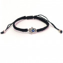 Pulseira mão de Fátima com olho turco com cordão preto