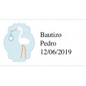 Mini baralho espanhol com adesivo de batizado de menino