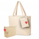 Bolsa e nécessaire com chaveiro de coração