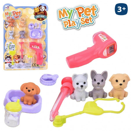 Brinquedos para cachorrinhos em saco de presente com adesivo