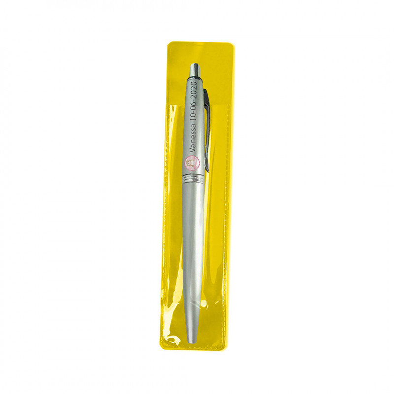 Caneta personalizada com estojo, detalhes de comunhão de menina
