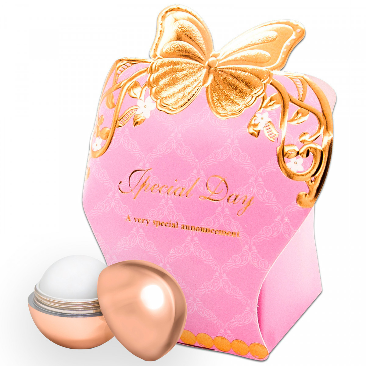 Brilho labial com fator de proteção em caixa decorativa rosa