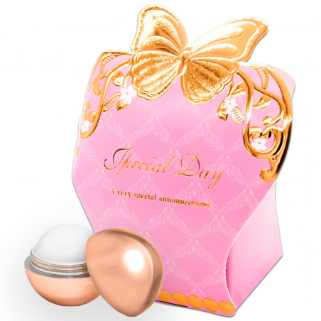 Brilho labial com fator de proteção em caixa decorativa rosa