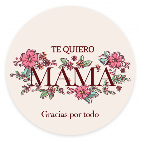 Adesivo redondo de 5 cm para o Dia das Mães
