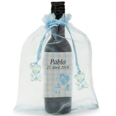Garrafa de vinho tinto para lembrancinhas de batizado