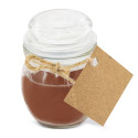 Vela perfumada com aroma de café e adesivo personalizado para eventos
