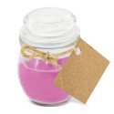 Vela perfumada com adesivo personalizado e saco de tecido para o dia das mães