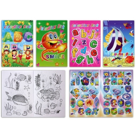 Livro de colorir com adesivos e lápis de cor para presentes infantis baratos