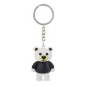 Necessaire com borla e chaveiro de urso em bolsa com adesivo para presente