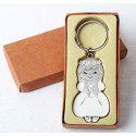 Chaveiro de comunhão em saco de presente de pano com adesivo personalizável para menina