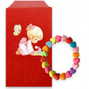 Pulseiras para meninas com contas coloridas e adesivo em envelope kraft