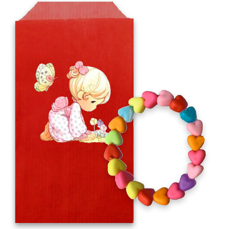 Pulseiras para meninas com contas coloridas e adesivo em envelope kraft
