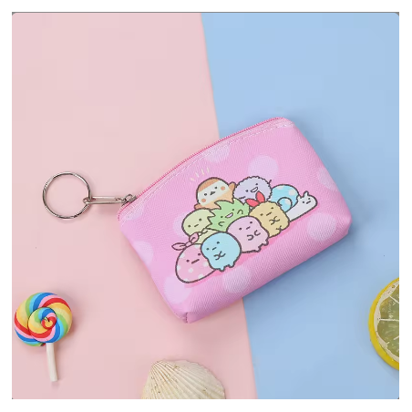 Bolsa kawaii rosa com fecho de zíper para detalhes de eventos e festas