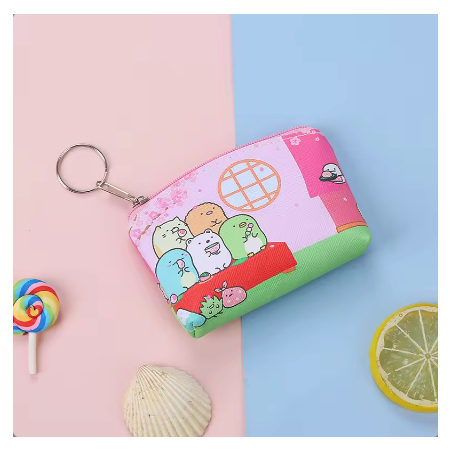 Bolsa kawaii com fecho de zíper e argola para pendurar