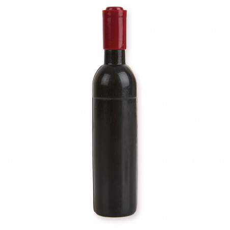 Garrafa de vinho personalizada com saca-rolhas apresentada em saco kraft preto