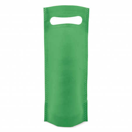 Vinho personalizado com adesivo redondo personalizado de comunhão de menino apresentado em bolsa verde