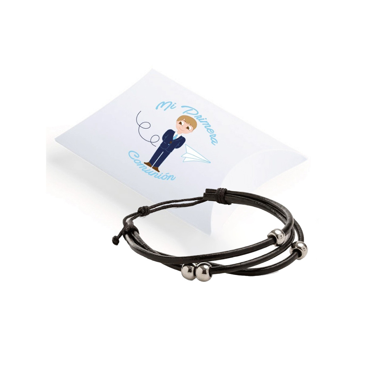 Pulseira de couro com enfeites com estojo para comunhão