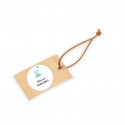 Chaveiro em saco de pano com tag personalizada para pendurar como lembrancinha de batizado