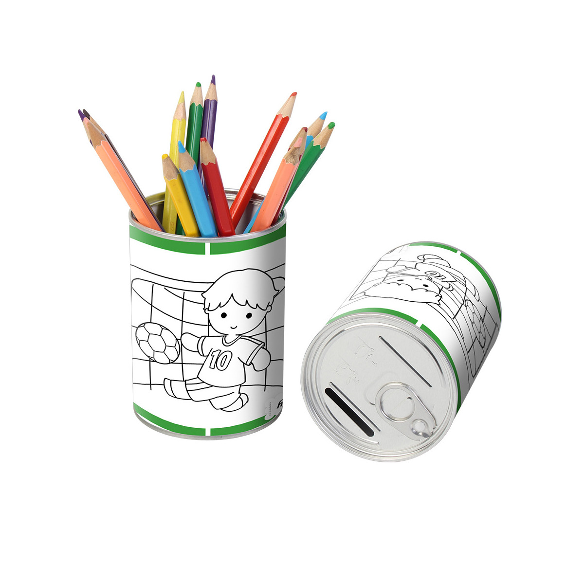 Caixa de lápis de colorir futebol