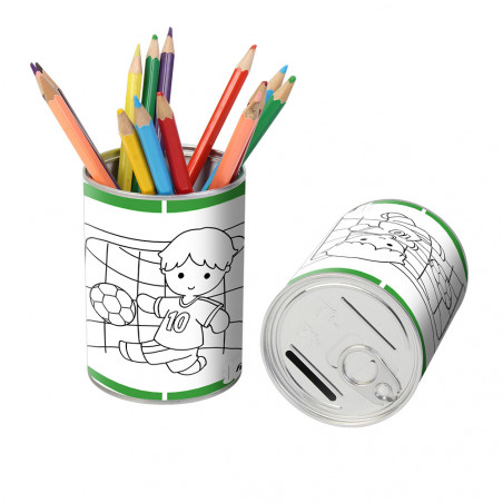 Caixa de lápis de colorir futebol