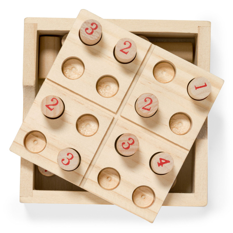Sudoku de madeira em caixa com tampa