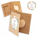 Coração de semente de flores silvestres com adesivo personalizado para casamentos e eventos