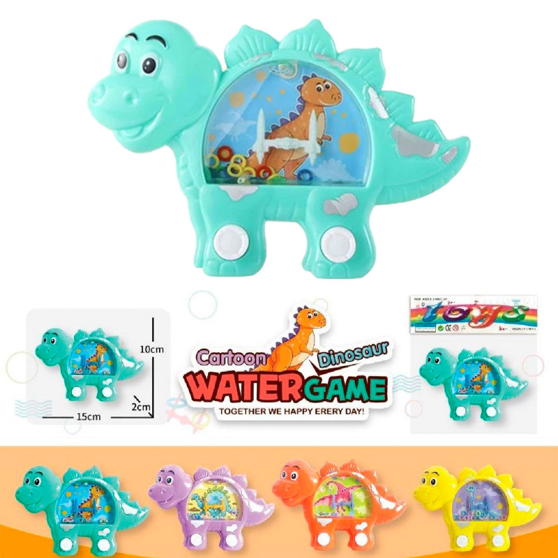 Jogo de enfiar argolas na água com formato de dinossauro