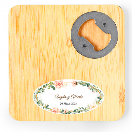 Porta-copos adesivo personalizado abridor de garrafas para lembrancinhas de casamento