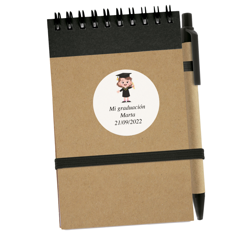 Caderno personalizado com caneta para formatura de menina