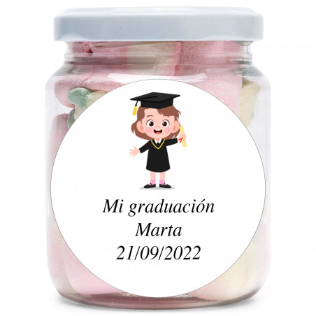 Pote de doces com adesivo de formatura personalizado