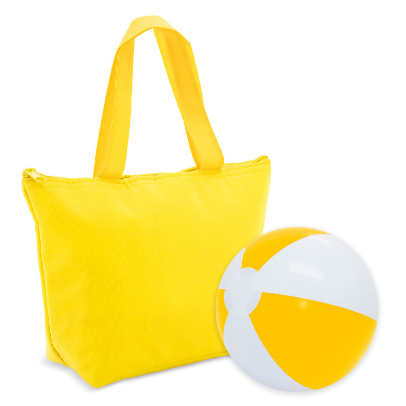 Bolsa térmica e bola de praia para detalhes