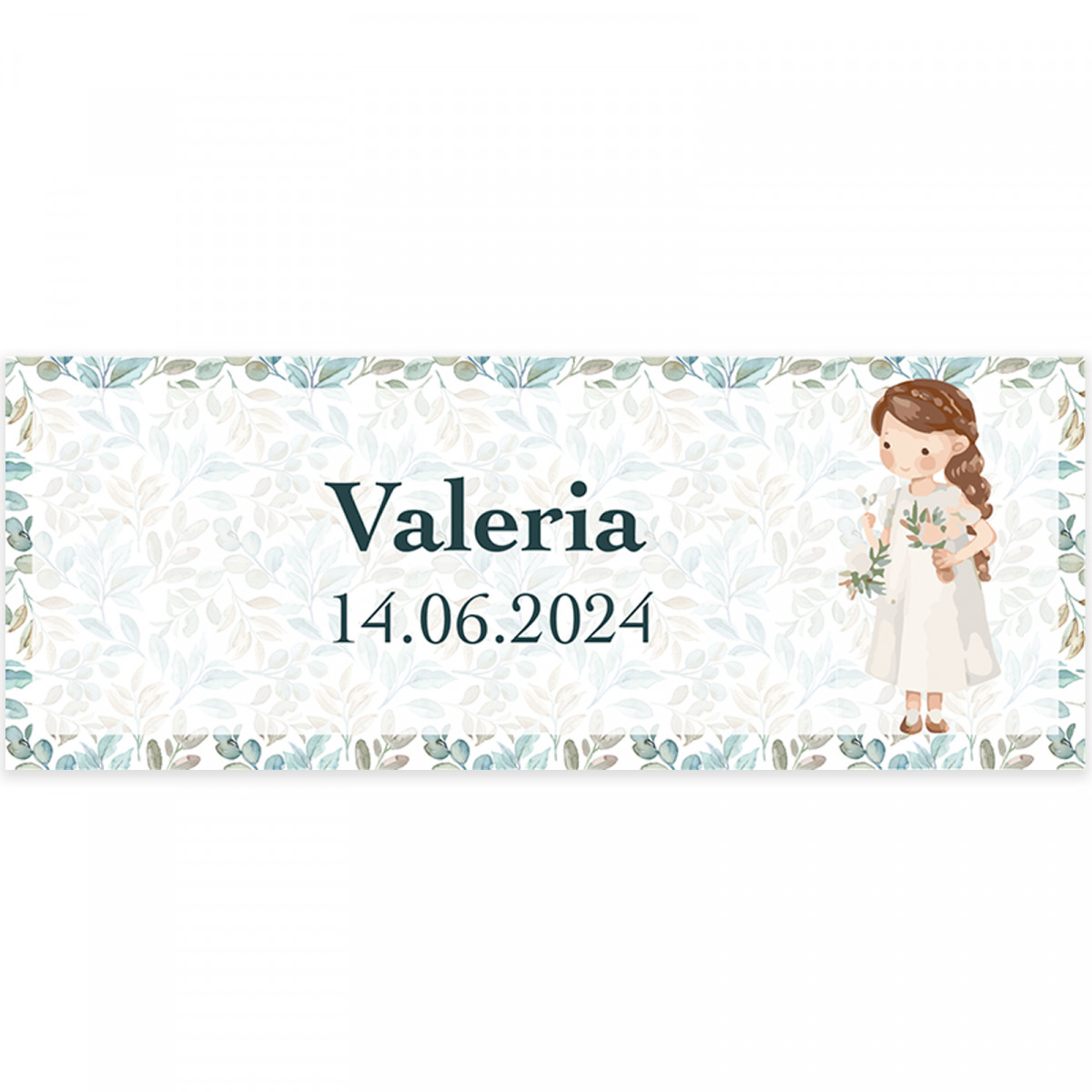 Adesivo para garrafas personalizado de comunhão menina