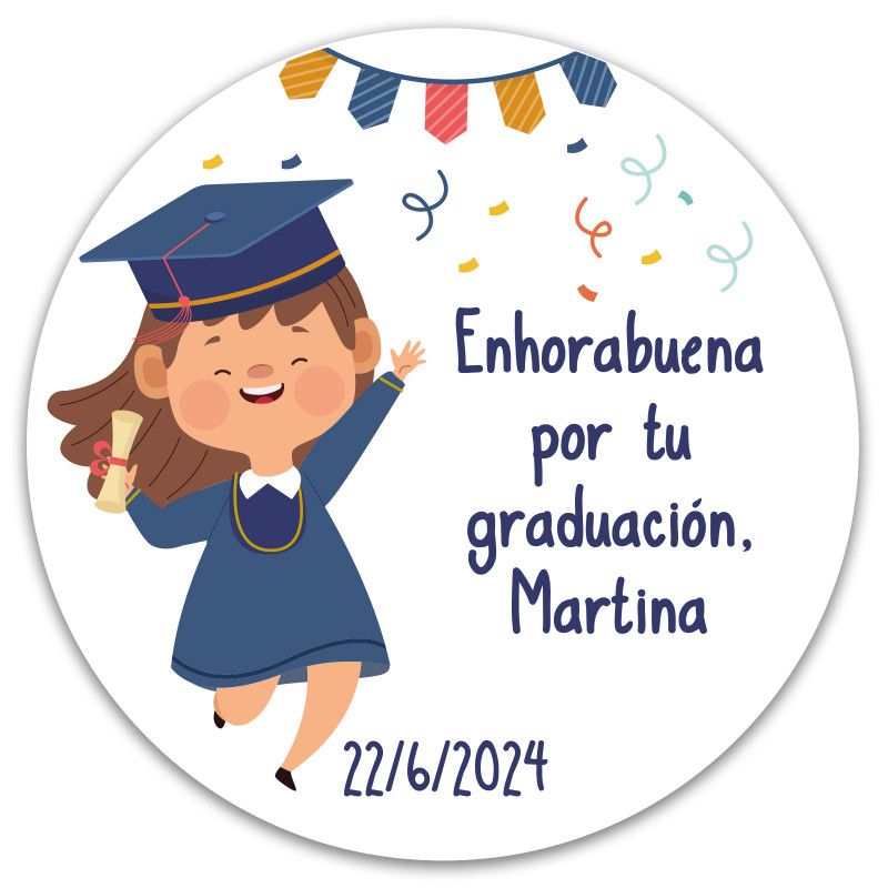 Adesivo personalizado redondo de 5 cm para formatura de menina