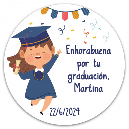 Adesivo personalizado redondo de 5 cm para formatura de menina