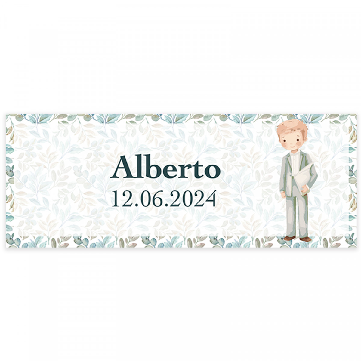 Adesivo garrafa personalizado 13 x 5 cm comunhão menino