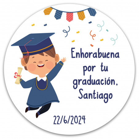 Adesivo de 5 cm. personalizado para formatura de criança