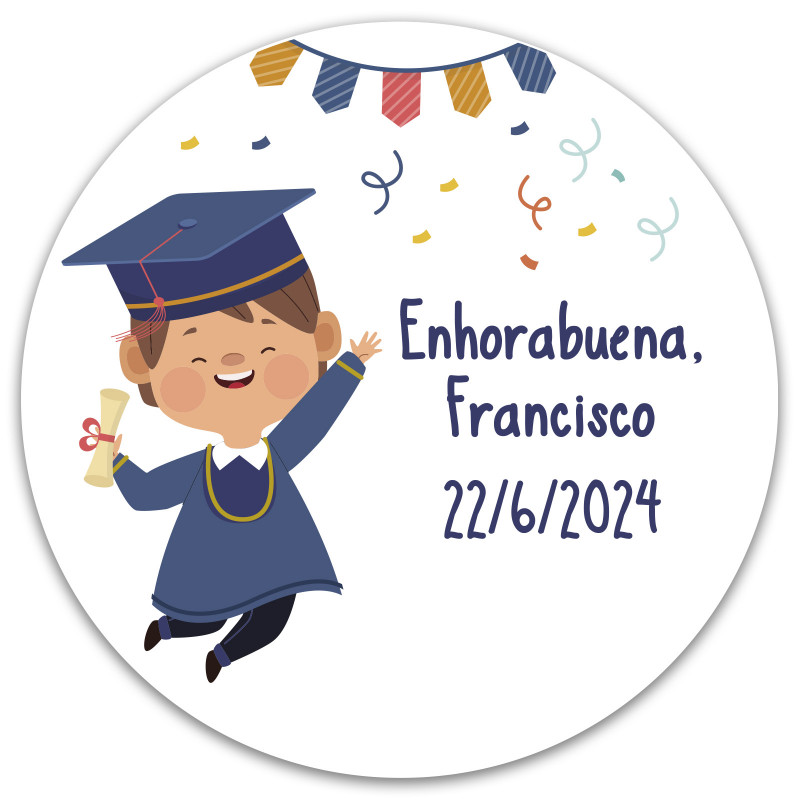 Adesivo de 3 cm. personalizado para formatura de criança
