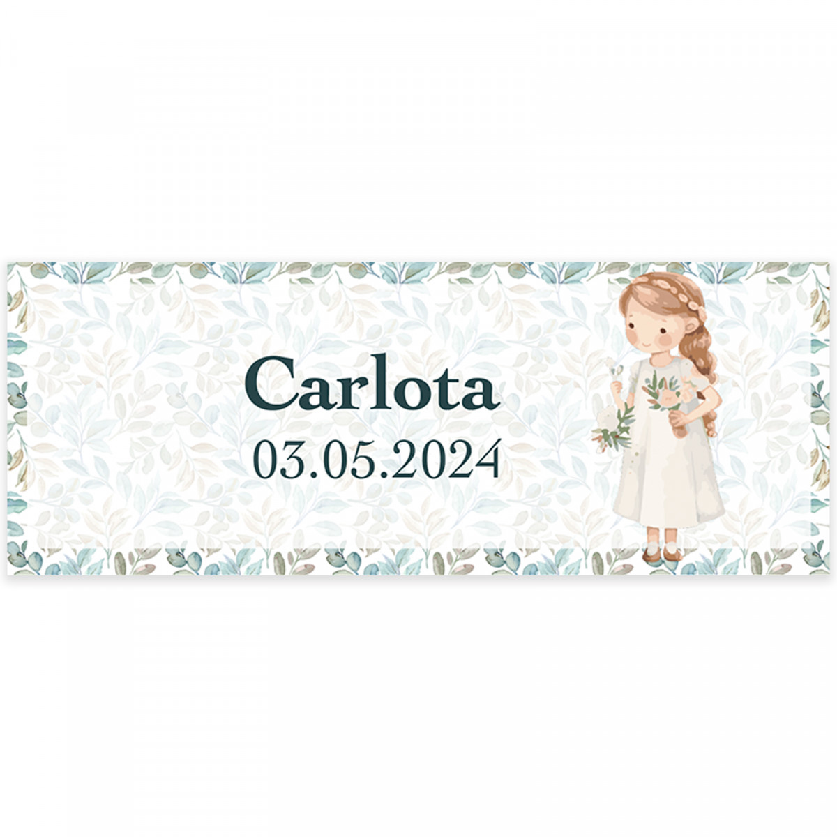 Adesivo personalizado para menina da comunhão 13 x 5 cm especial para garrafas