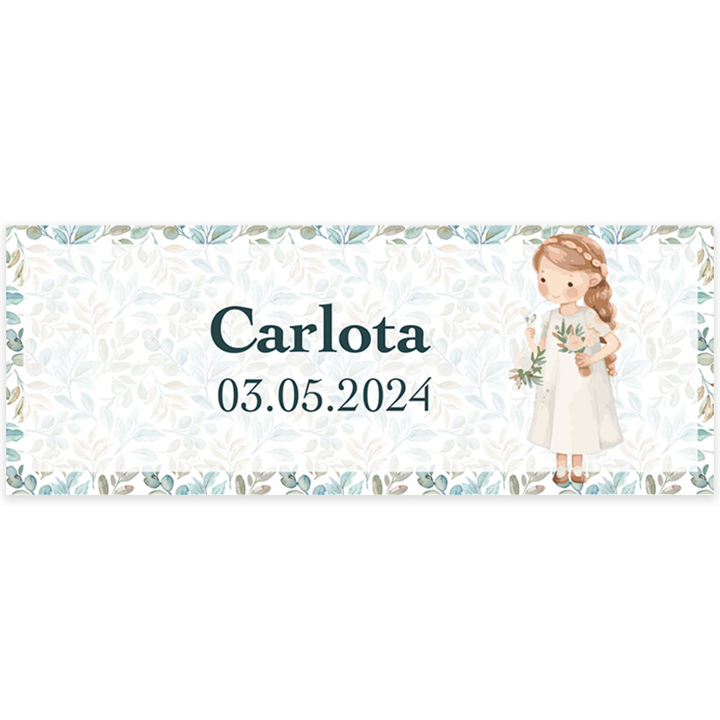 Adesivo personalizado para menina da comunhão 13 x 5 cm especial para garrafas