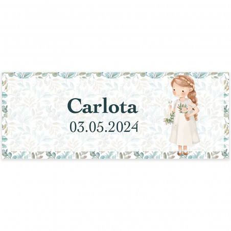 Adesivo personalizado para menina da comunhão 13 x 5 cm especial para garrafas