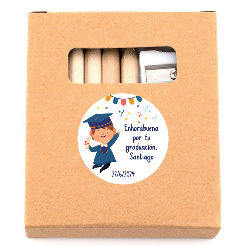 Conjunto para colorir com adesivo de formatura personalizado para meninos